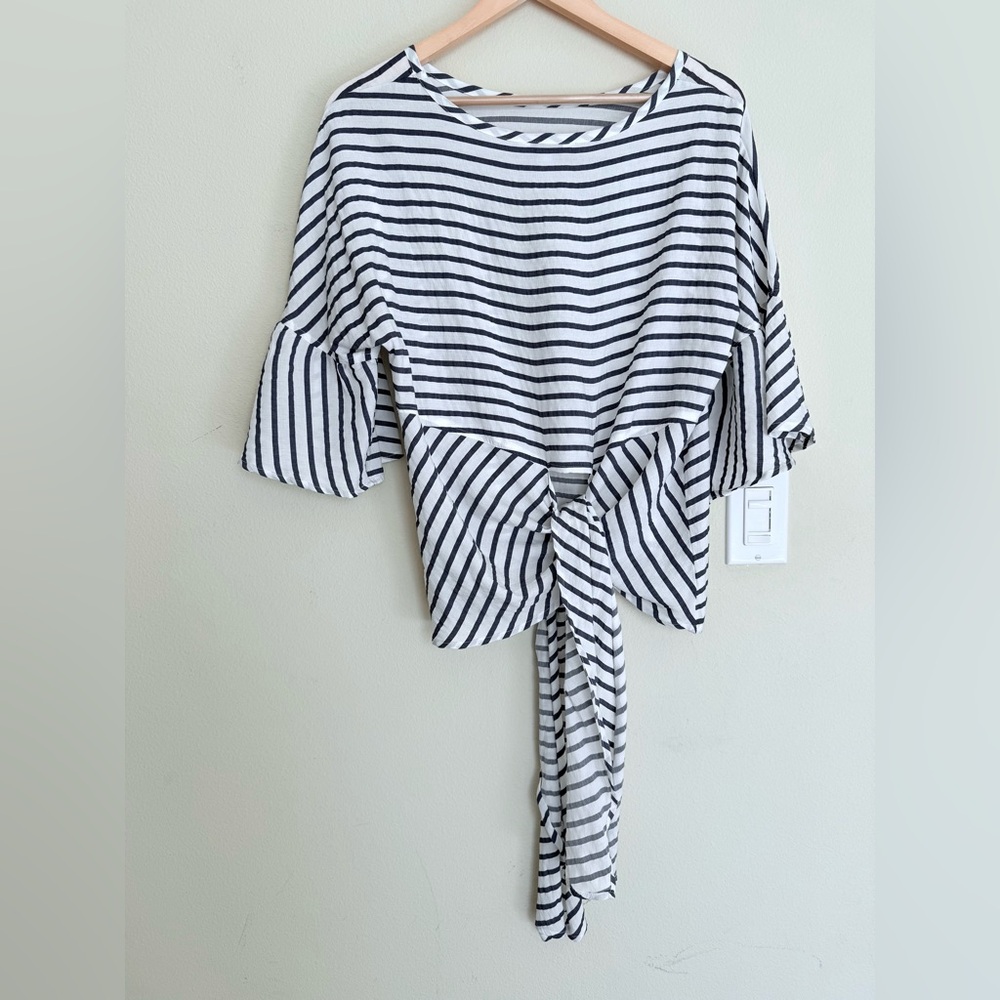 Express White and Blue Striped Blouse - Picture 4 of 7